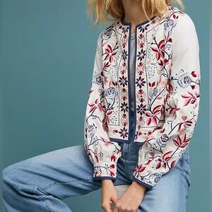 & Other Stories White Floral Embroidered Blazer